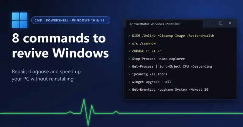 8 Commands to Revive Windows: Fix Your PC Without Reinstalling
