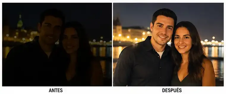 Ejemplo de mejora de fotografía oscura o subexpuesta con IA