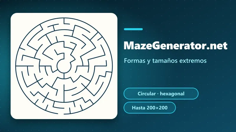 Laberinto circular de anillos concéntricos, ejemplo de las formas que ofrece MazeGenerator.net