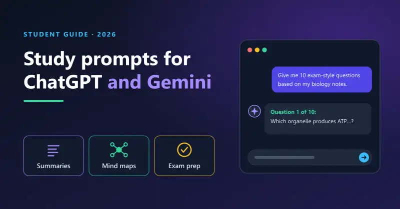 ChatGPT and Gemini Prompts for Students: Summaries and Exam Prep